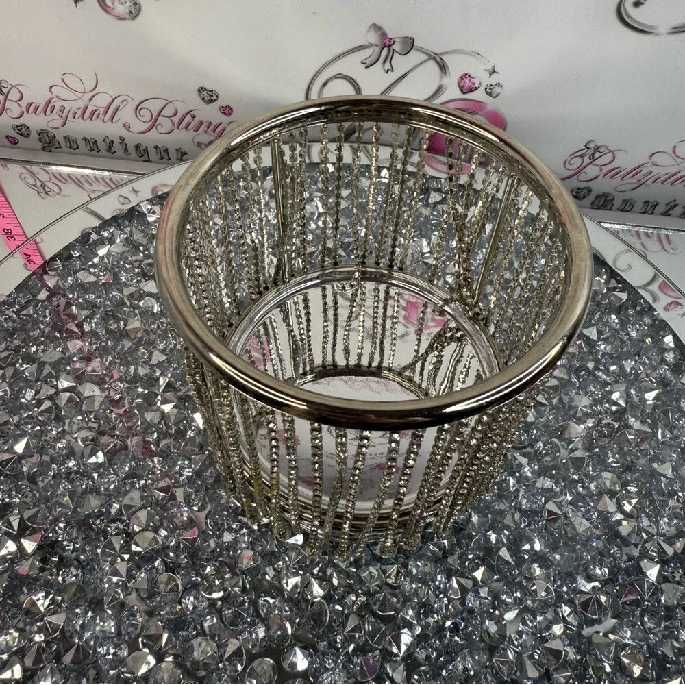 Bath & Body Works candle holder rhinestone Silver Beaded Cascade Votive Holder - Picture 4 of 6